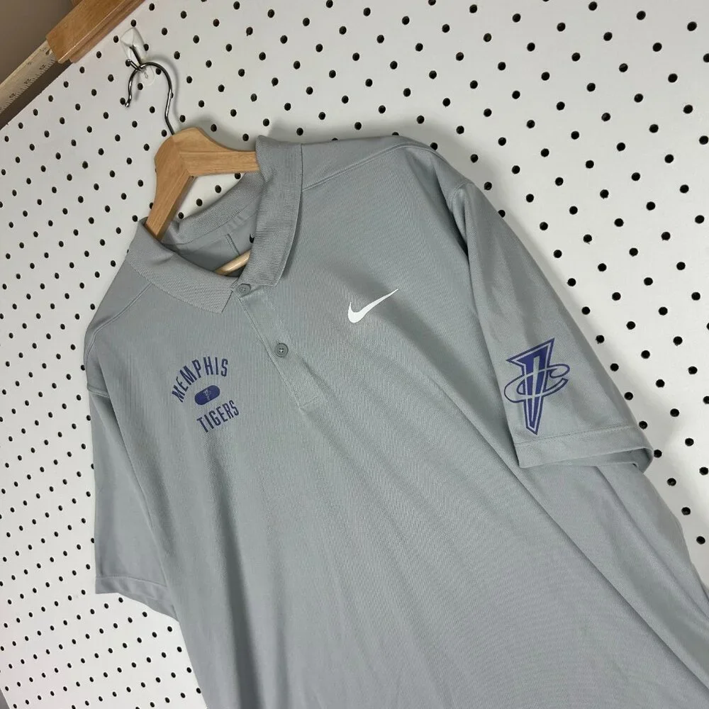 Nike 1 Cent Memphis Tigers Polo XL Gray Basketball Team Issued Penny Dri Fit NWT